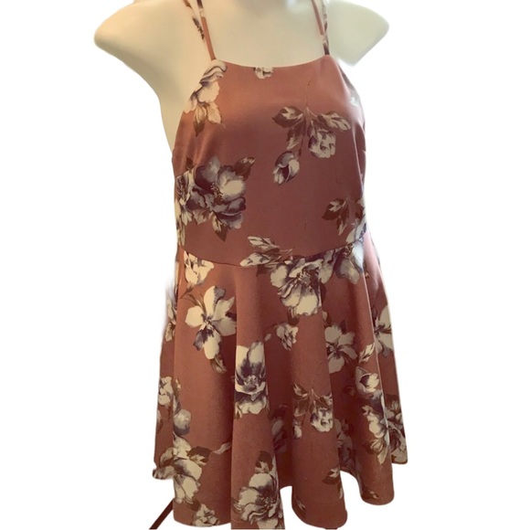 Muave Floral Skater style circle skirt dress Plus - Picture 2 of 3